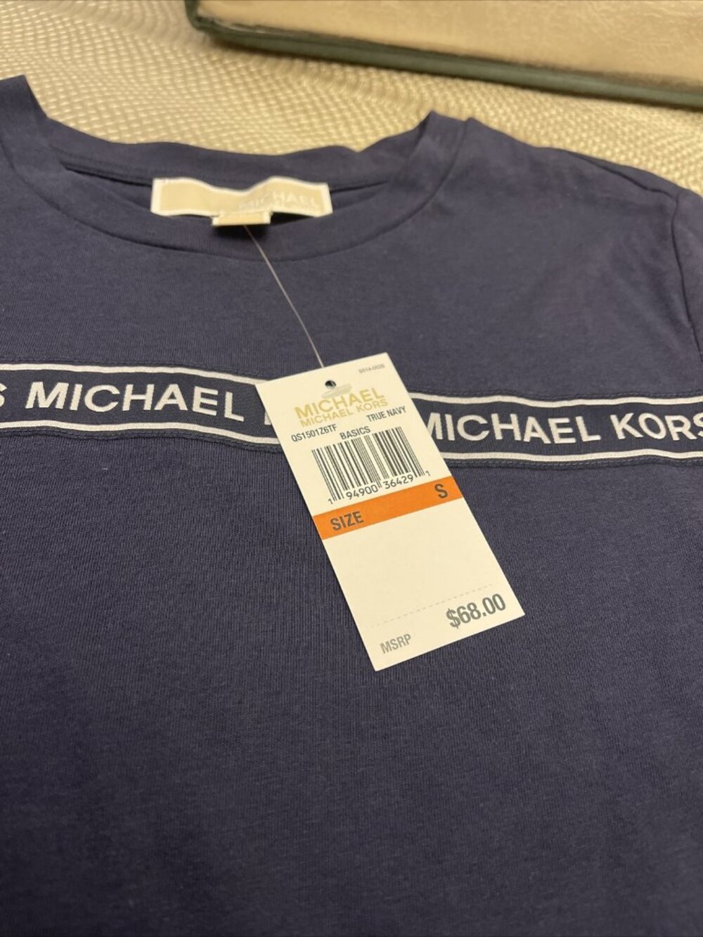 ladies michael kors tee shirt t size small s navy blue logo Cotton